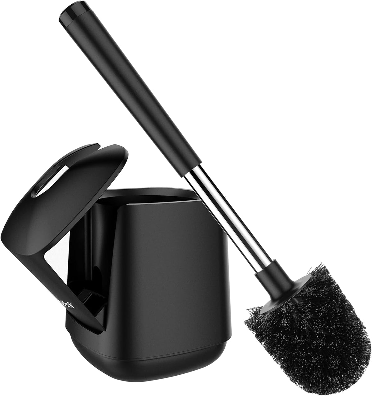 SetSail Toilet Brush and Holder, Self Closing Lid Toilet Bowl Brushes Holder and Extra Long Handle
