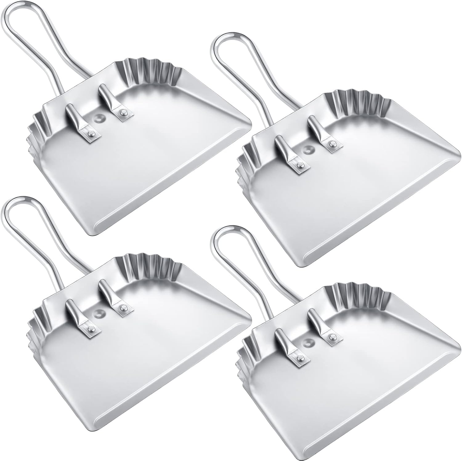 Mumufy 4 Pack 12 inch Heavy Duty Metal Dustpan Large Wide Dust Pans for Household Handheld Wide