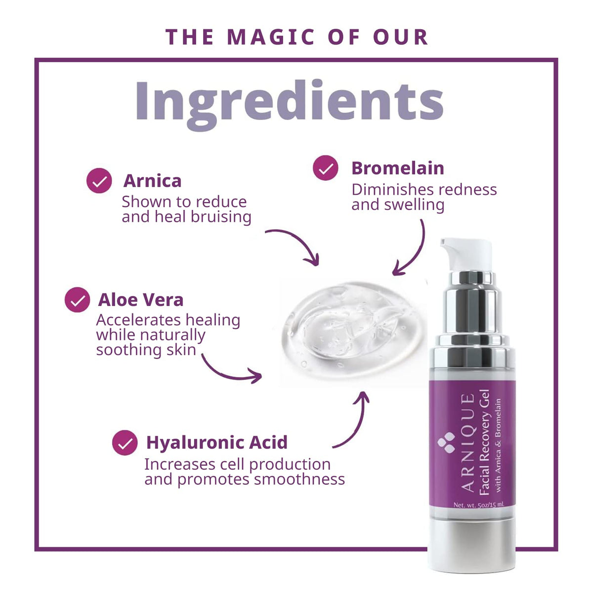 Arnica Gel for Face - Facial Recovery Aftercare for Fillers & Cosmetic Injection Treatments, Arnica