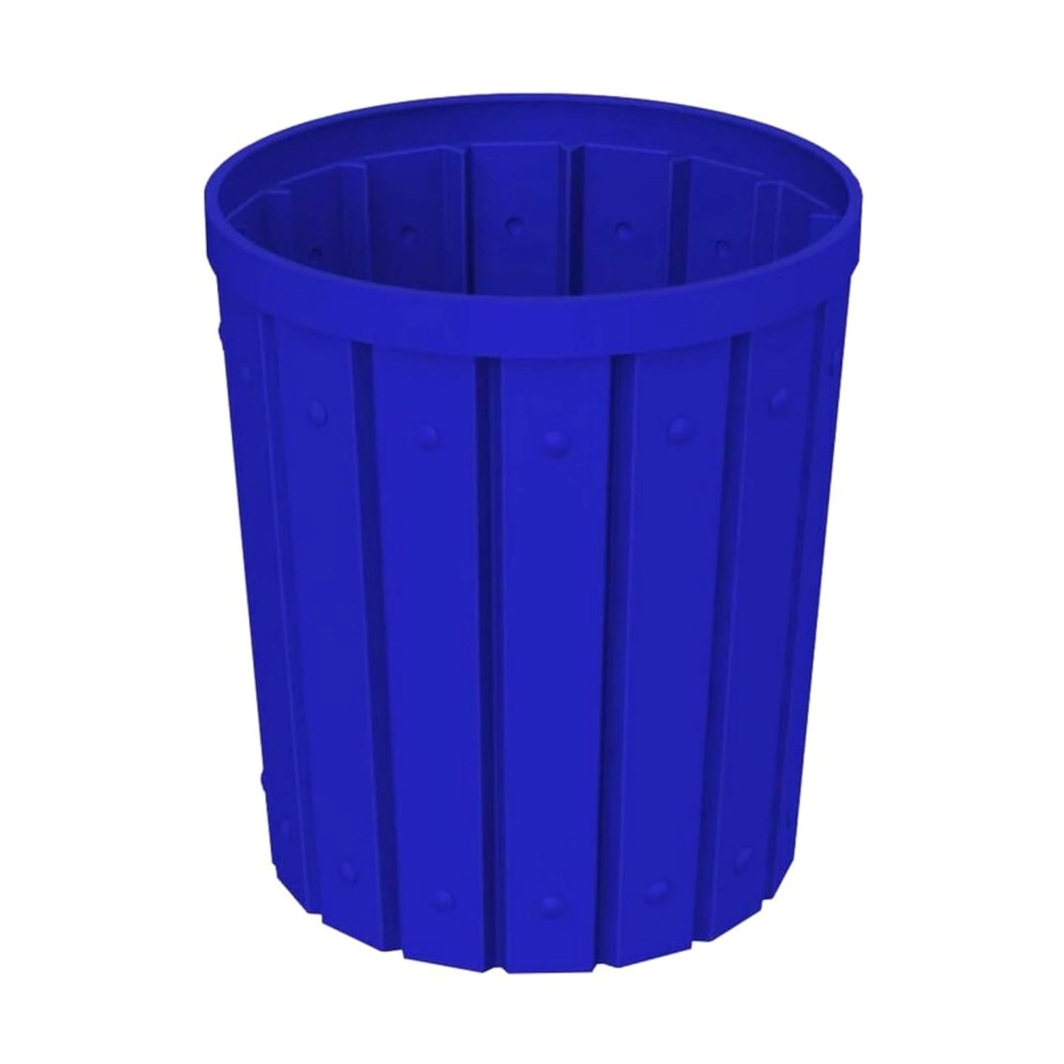 42 Gallon Slatted Circle 100% Recycled Plastic Commercial Outdoor and Indoor Trash Can with Push