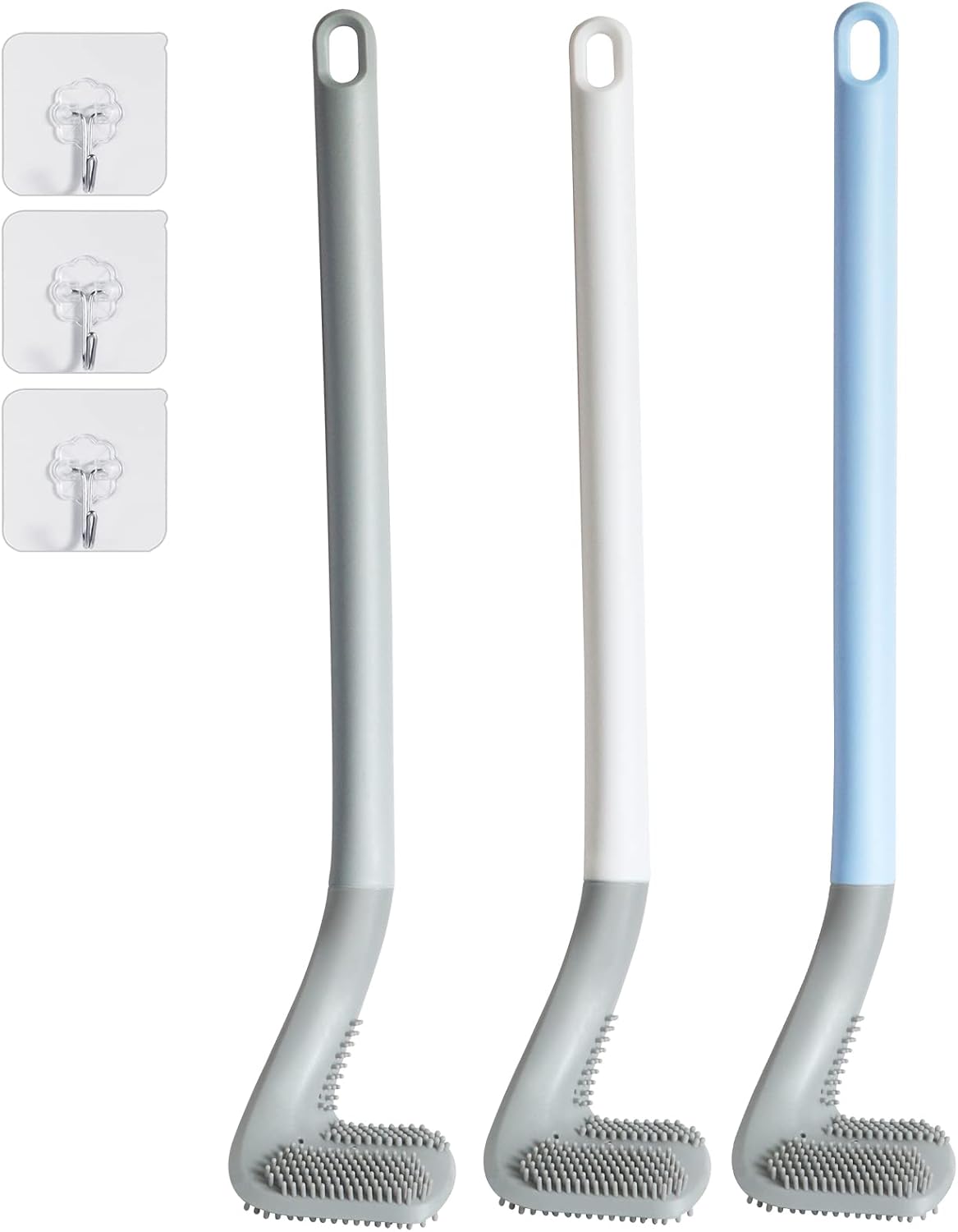 3 Pack Golf Toilet Brush, Flexible Long Handled Toilet Cleaning Brush, 360° No Dead Space Deep