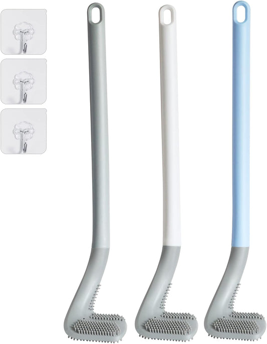 3 Pack Golf Toilet Brush, Flexible Long Handled Toilet Cleaning Brush, 360° No Dead Space Deep