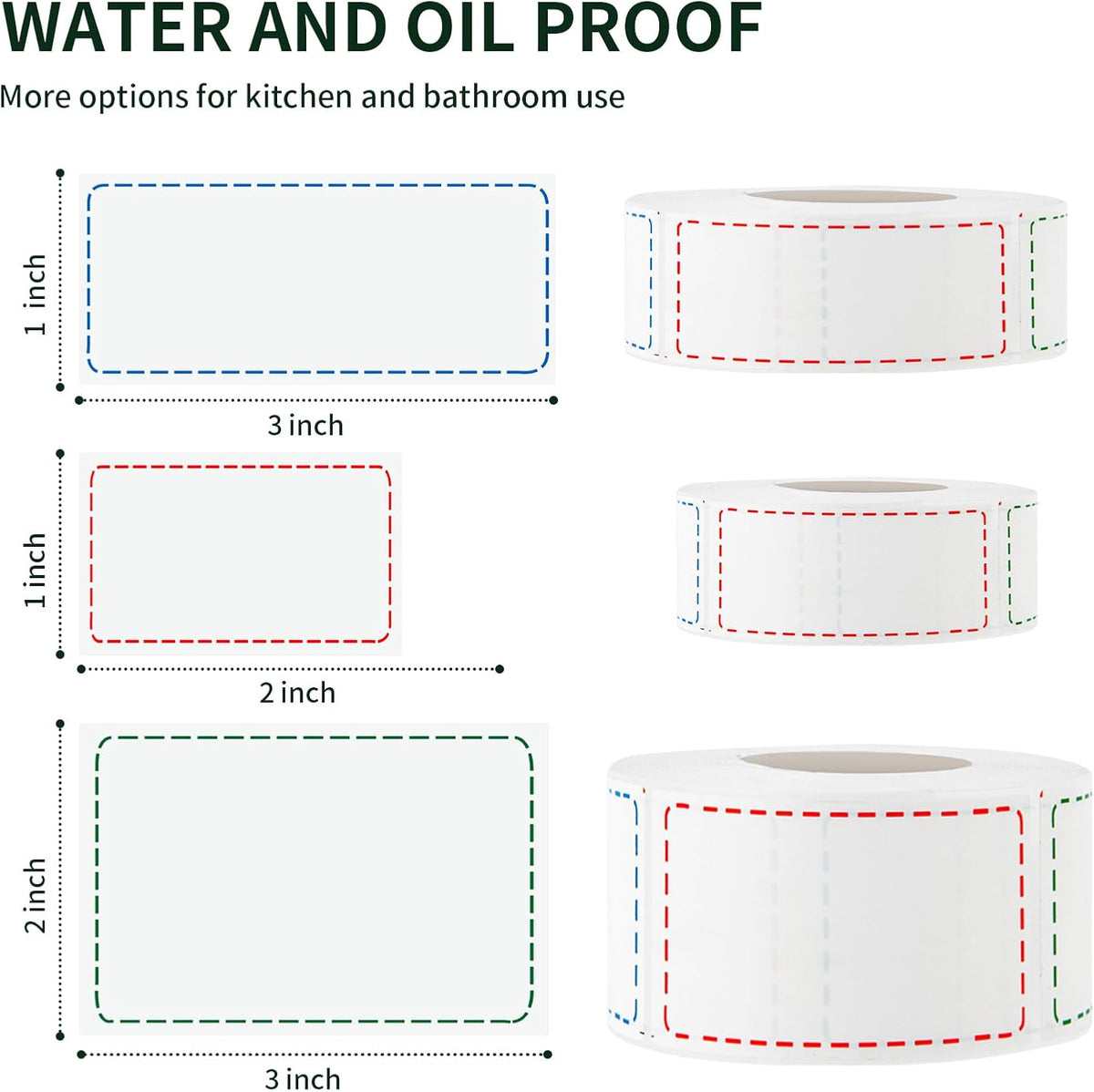 500 Removable Freezer Labels, 2x3 inches Water Oil Waterproof Stickers to Write on for Bottles