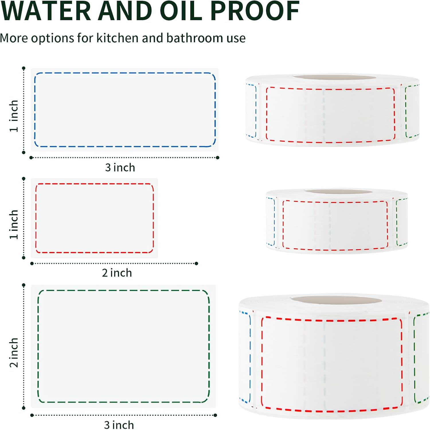 500 Removable Freezer Labels, 2x3 inches Water Oil Waterproof Stickers to Write on for Bottles