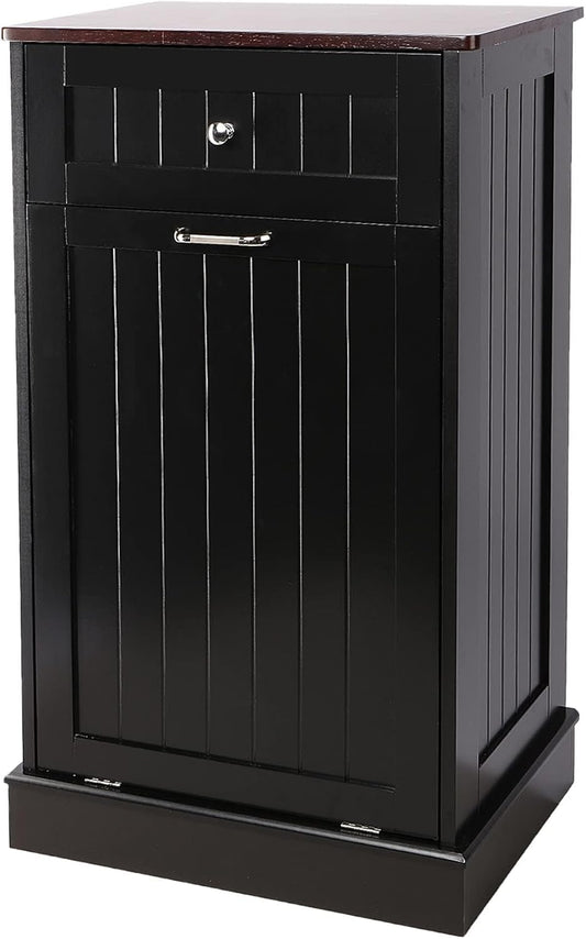Betterhood Tilt Out Trash Cabinet 10 Gallon Wooden Free Standing Laundry Sorter Cabinet,Recycling