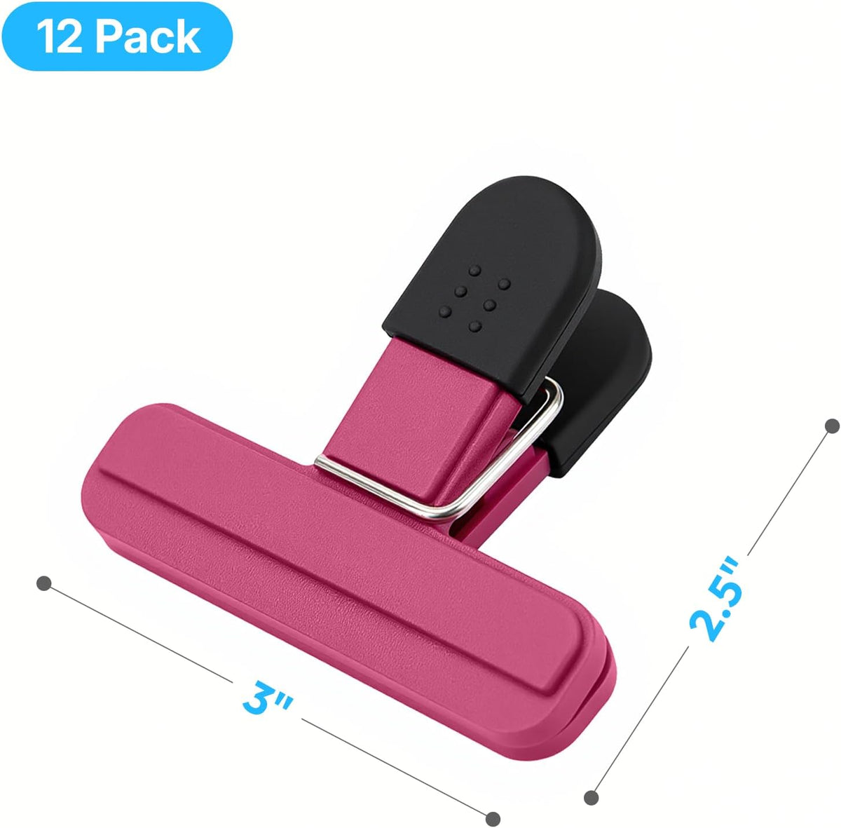 OWLKELA Chip Clips, 12 Pack Colors Wide Open Bag Clips for Food Storage, Heavy Duty Seal Grip