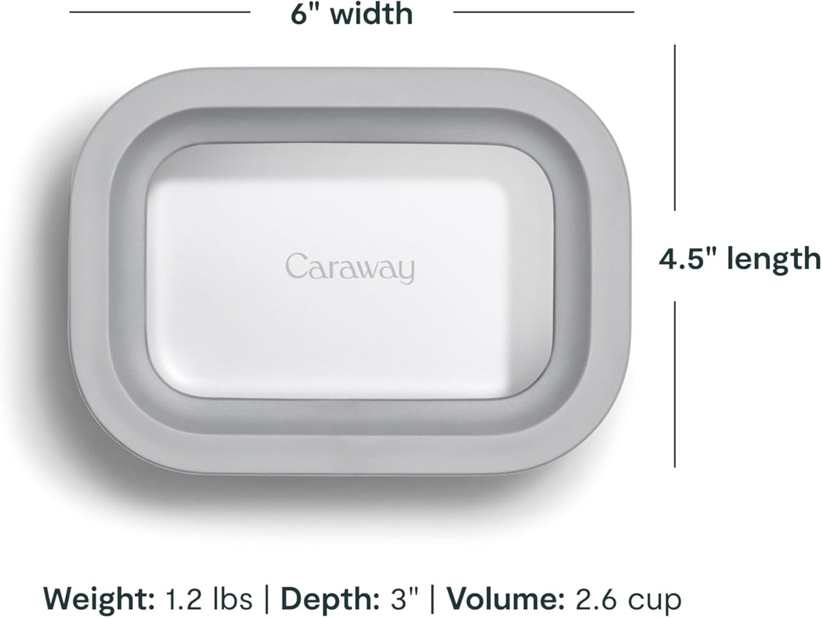 Caraway 2pc Glass Food Storage Set - 2.6 Cup Food Containers (2) - Non-Toxic Ceramic-Coated Glass
