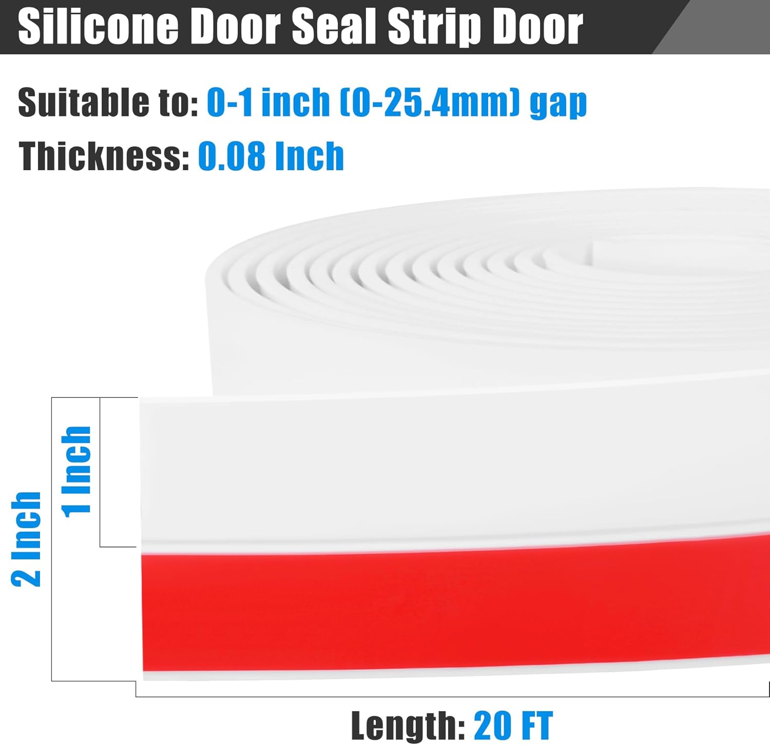 Draft Seal Tape for Doors and Windows 2 in x 20 Ft Silicone Weather Stripping Extra Thick 2mm Door