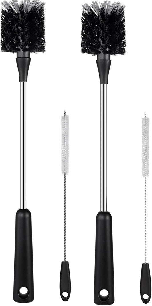 4 Pack Water Bottle Brushes with Straw Cleaner, Stainless Steel Handle Baby Bottle Brush Cleaner