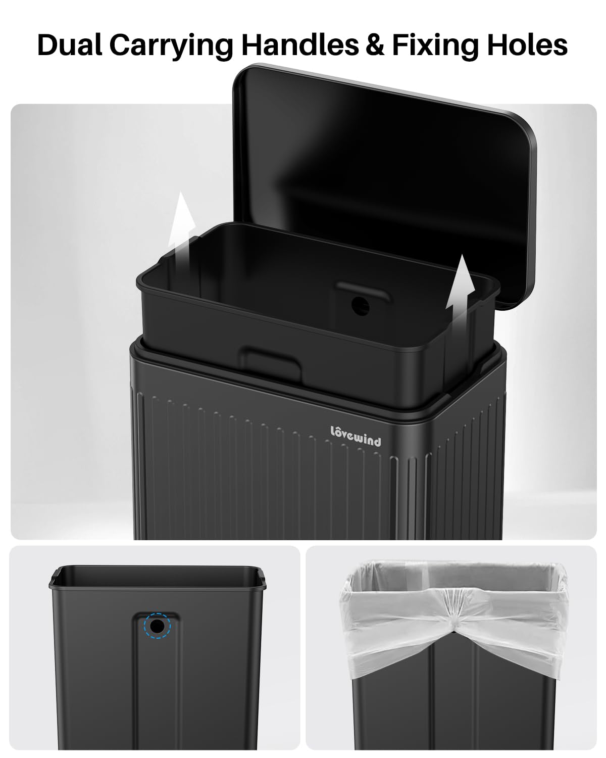Lovewind 60 Liter/ 16 Gallon Stainless Steel Trash Can with Soft-Close Lid, Large Footstep Garbage