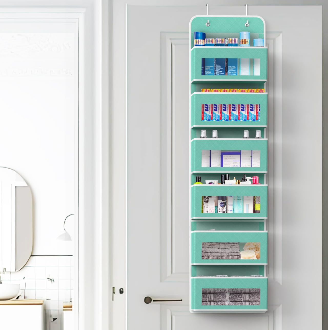 Simple Houseware 6 Clear Window Pocket Over Closet Door Storage Hanging Organizer for Bedroom