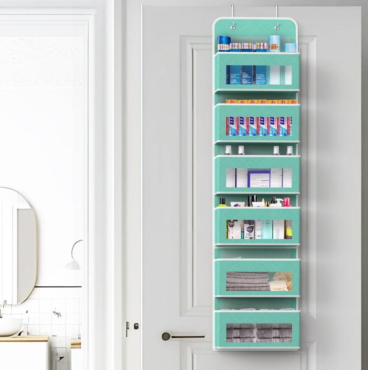Simple Houseware 6 Clear Window Pocket Over Closet Door Storage Hanging Organizer for Bedroom