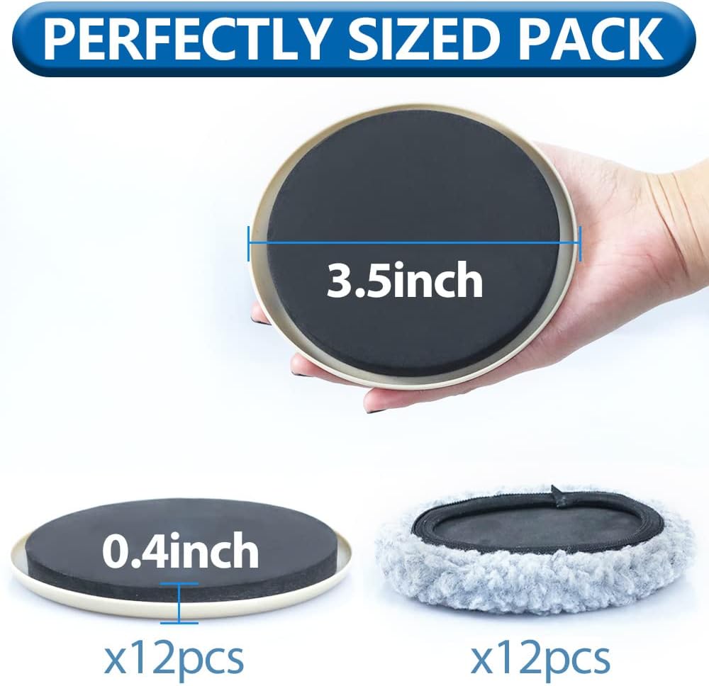 Furniture Sliders,Multi-Surface Furniture Movers Sliders for Carpet and Hardwood Floors,12 Pack 3