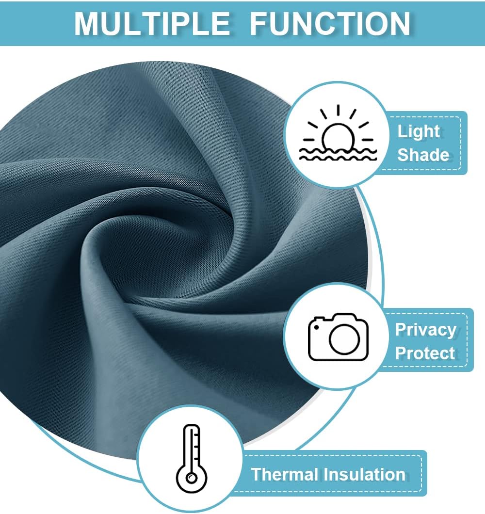 RYB HOME Blue Blackout Curtains for Living Room Ceiling to Floor Privacy Window Curtains Room