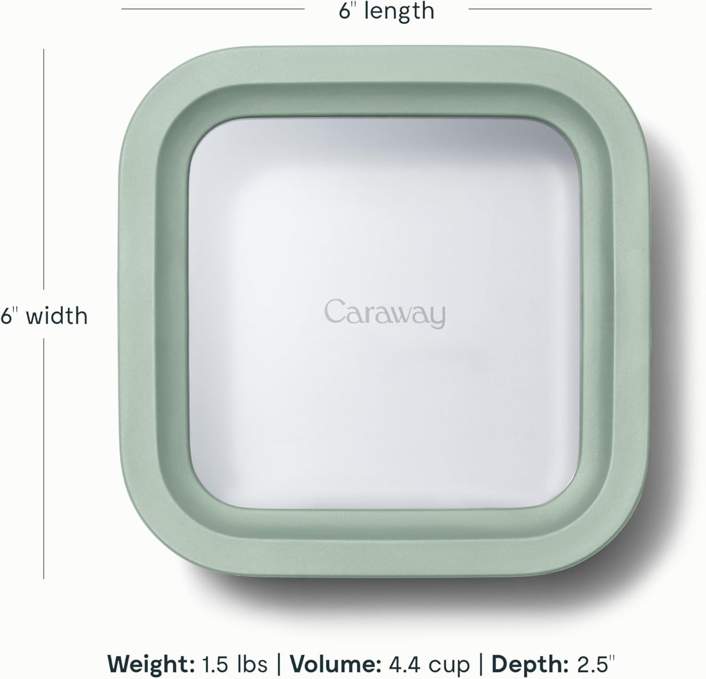 Caraway 6pc Glass Food Storage Set – 4.4 Cup Food Containers (6) - Ceramic Coated - Non Toxic, Non