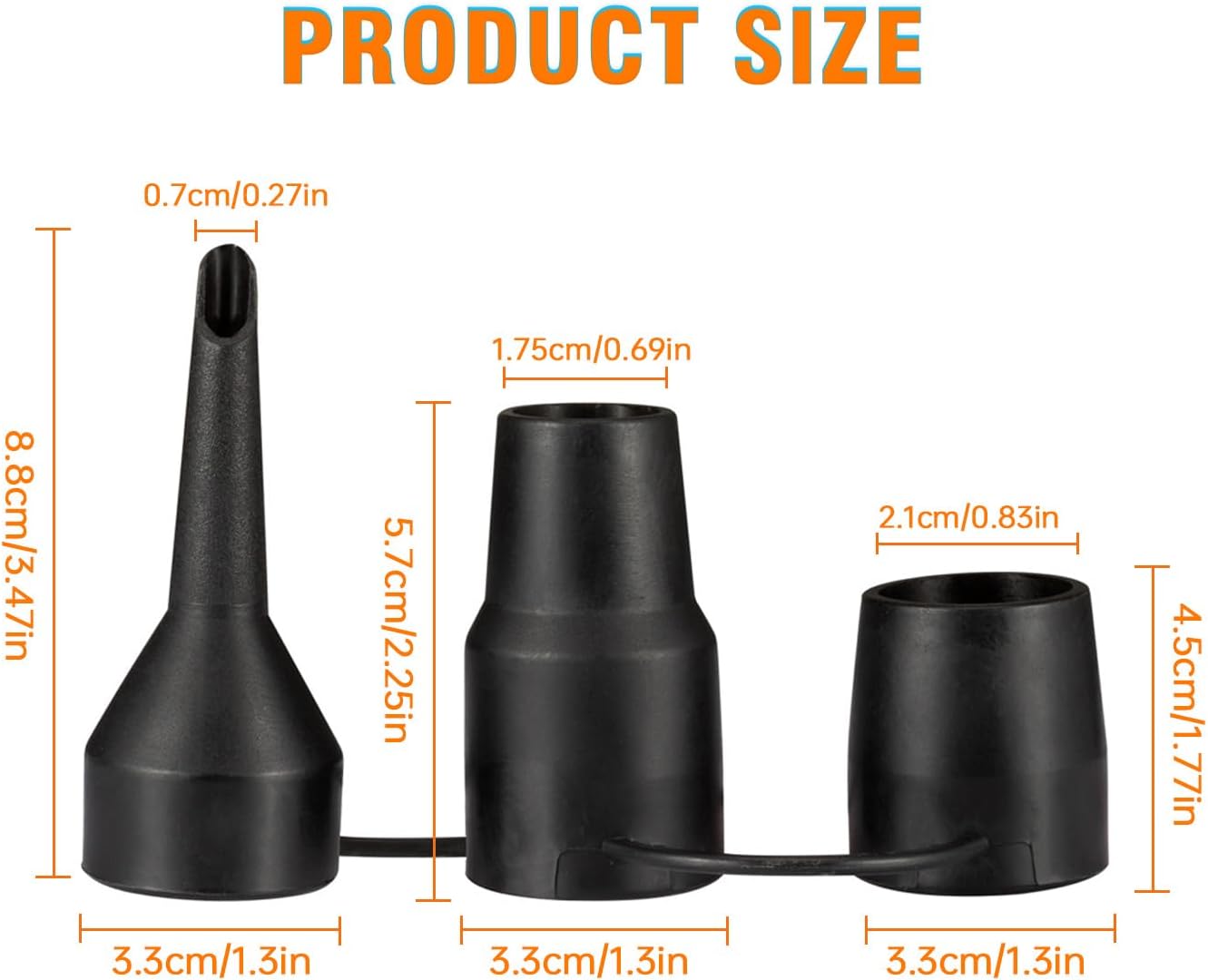 Air Pump Replacement Nozzles, 3 Set Replacement Nozzles, 3 Sizes Air Pump Attachments for