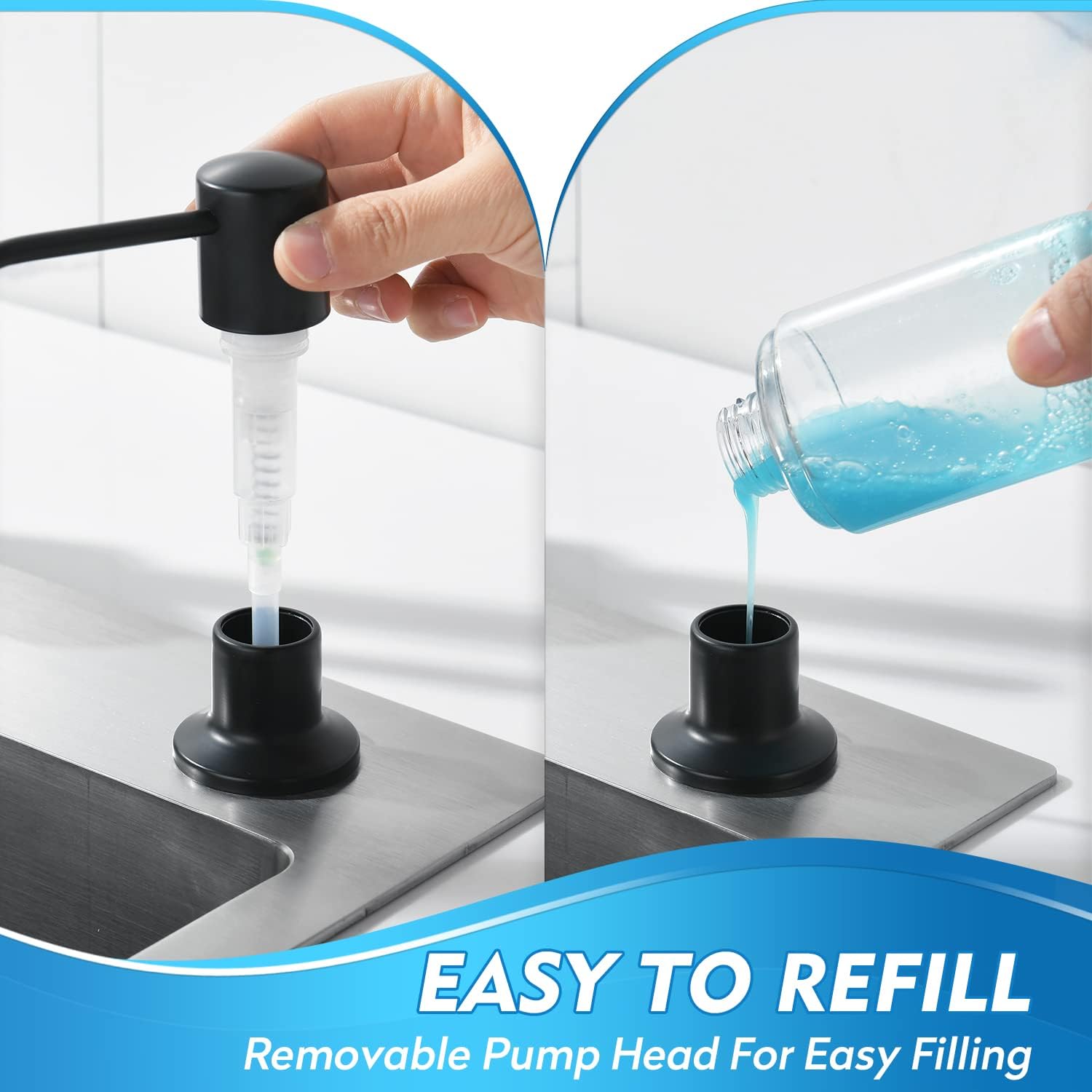 CREA Dish Soap Dispenser for Kitchen Sink,Built in Countertop Kitchen Soap Dispenser Set w./ 39"