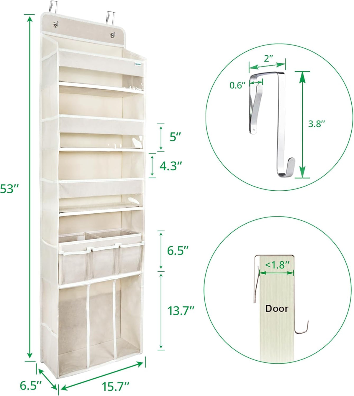 Door Hanging Storage Organizer,with 3 Bins 1 Movable Baby Diaper Caddy,1 Large capacity diaper