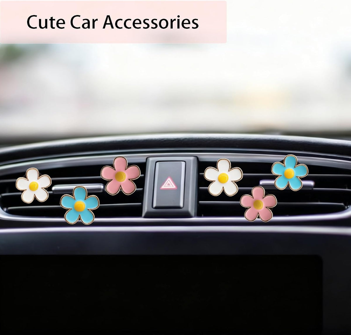 6pcs Flowers Car Air Freshener Vent Clips,Blue White Pink Daisy Flowers Air Vent Clip Car