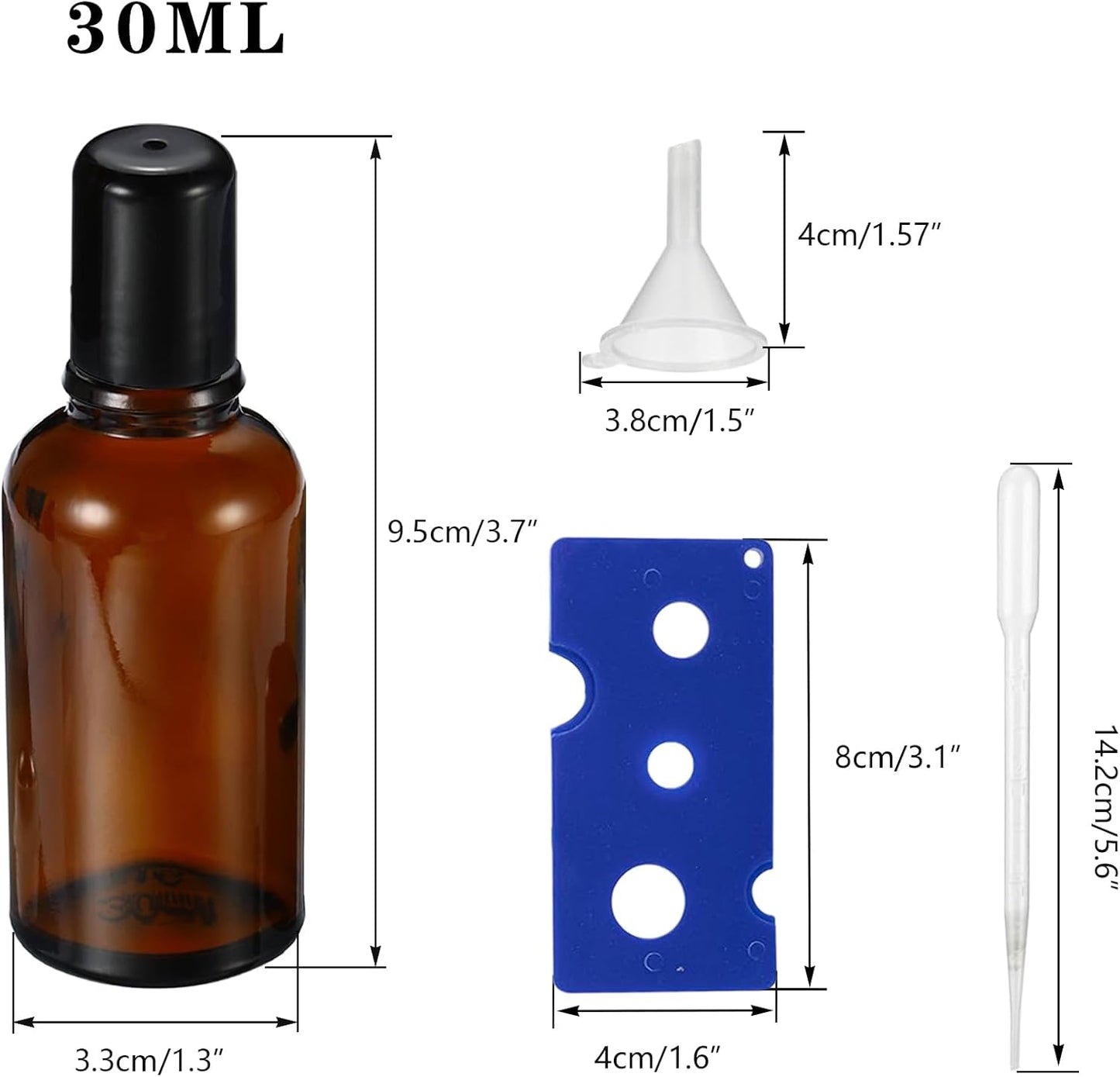 30ML Roller Bottles for Essential Oil, 4 Pack Empty Amber Glass Roller Bottle for Perfume Oil, Roll