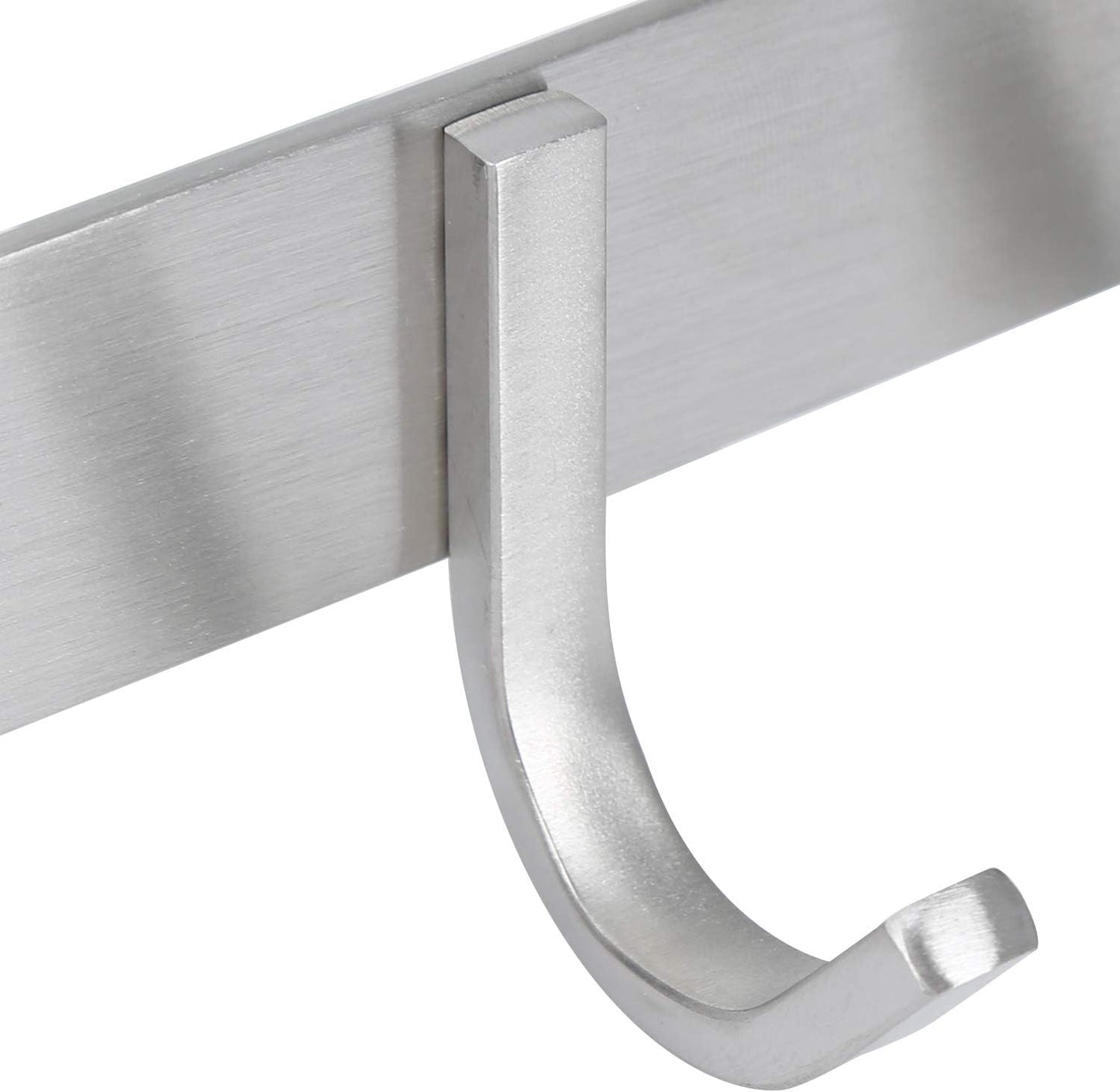 Towel Hook Rack Brushed Nickel 17-Inch Coat Hook Rail Wall Mounted with 7 Hooks, Durable Wall