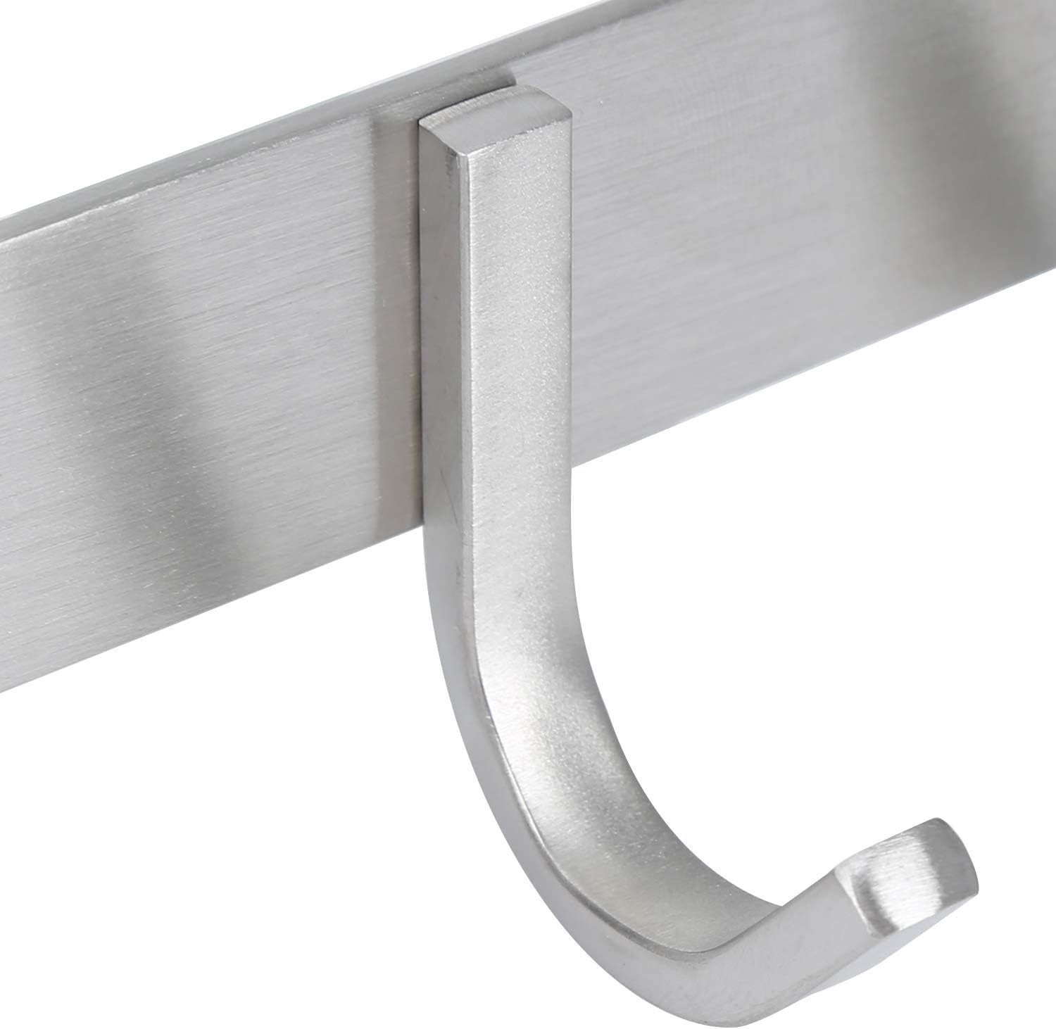 Towel Hook Rack Brushed Nickel 17-Inch Coat Hook Rail Wall Mounted with 7 Hooks, Durable Wall