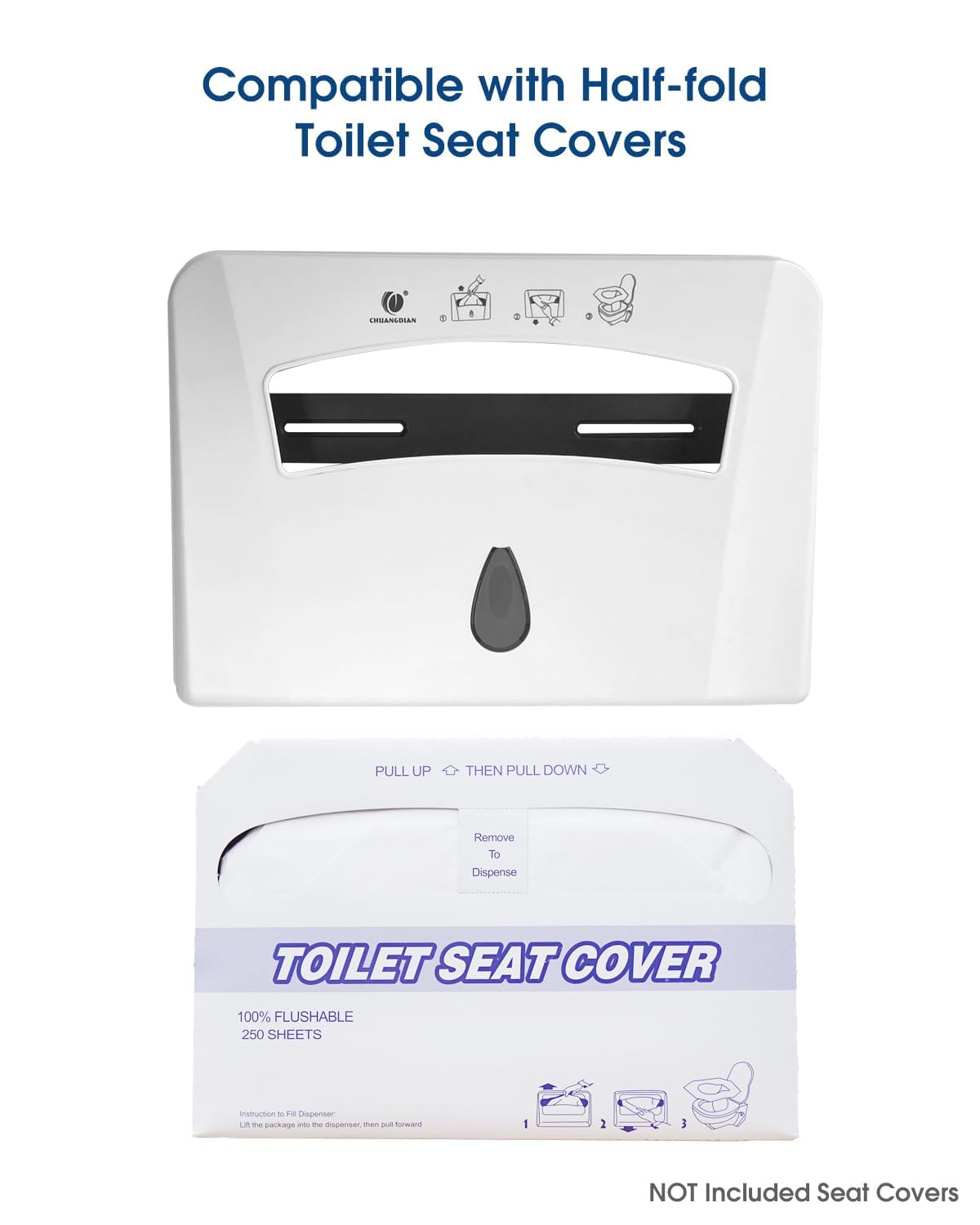 Toilet Seat Cover Dispenser (2-Pcs) Wall Mounted Compatible with Half-fold Disposable Toilet Seat