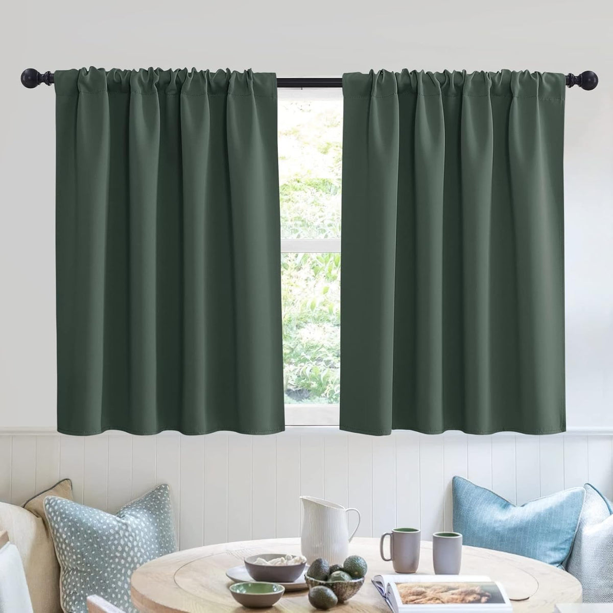 RYB HOME RV Curtains for Camper Windows - Soft Thermal Insulated Small Window Curtain Tiers for