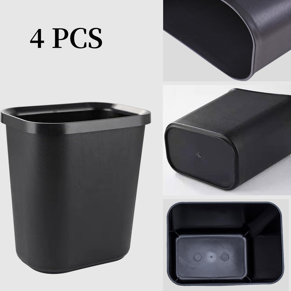 Black Small Trash Can 4Pack, 2Gallon/8 L Plastic Office Trash Can Garbage Can Under Desk, Trash