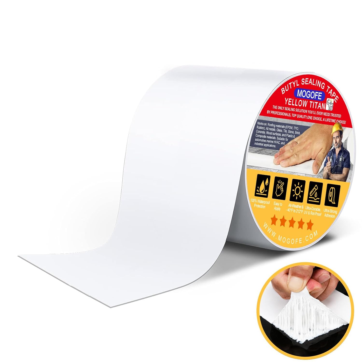 RV Roof Sealant Tape White, 4 Inch x 50 Feet RV Repair Roof Sealer Seal Tape UV-Resistant