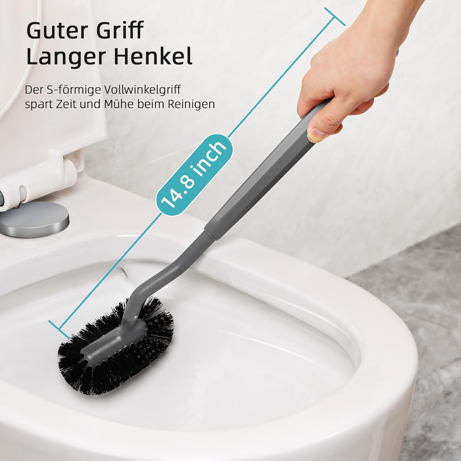 HAMITOR Toilet Bowl Brush Holder Set: Bathroom Deep Cleaning Toilet Cleaner Scrubber Under Rim with