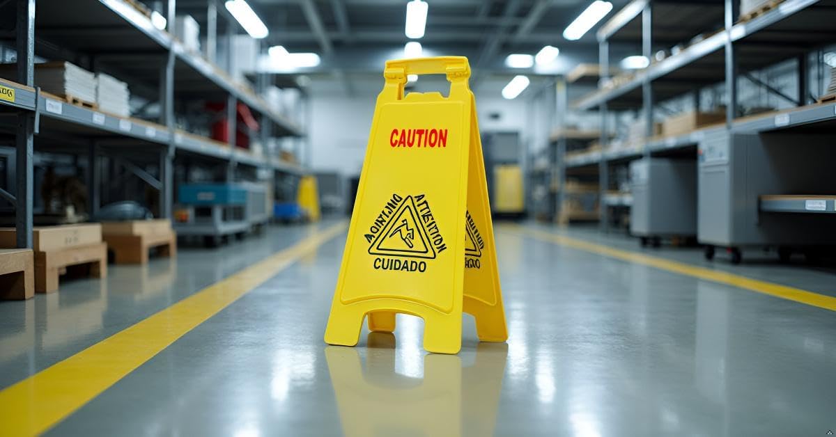 Wet Floor Sign, Slippery When Wet A-Frame Caution Sign, Bright Yellow 4 PACK