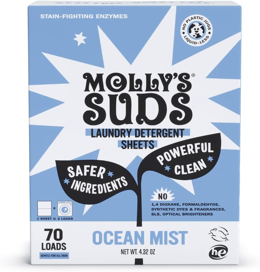 Molly’s Suds Laundry Detergent Sheets | Gentle on Sensitive Skin, Powerful Bio-Based Enzymes