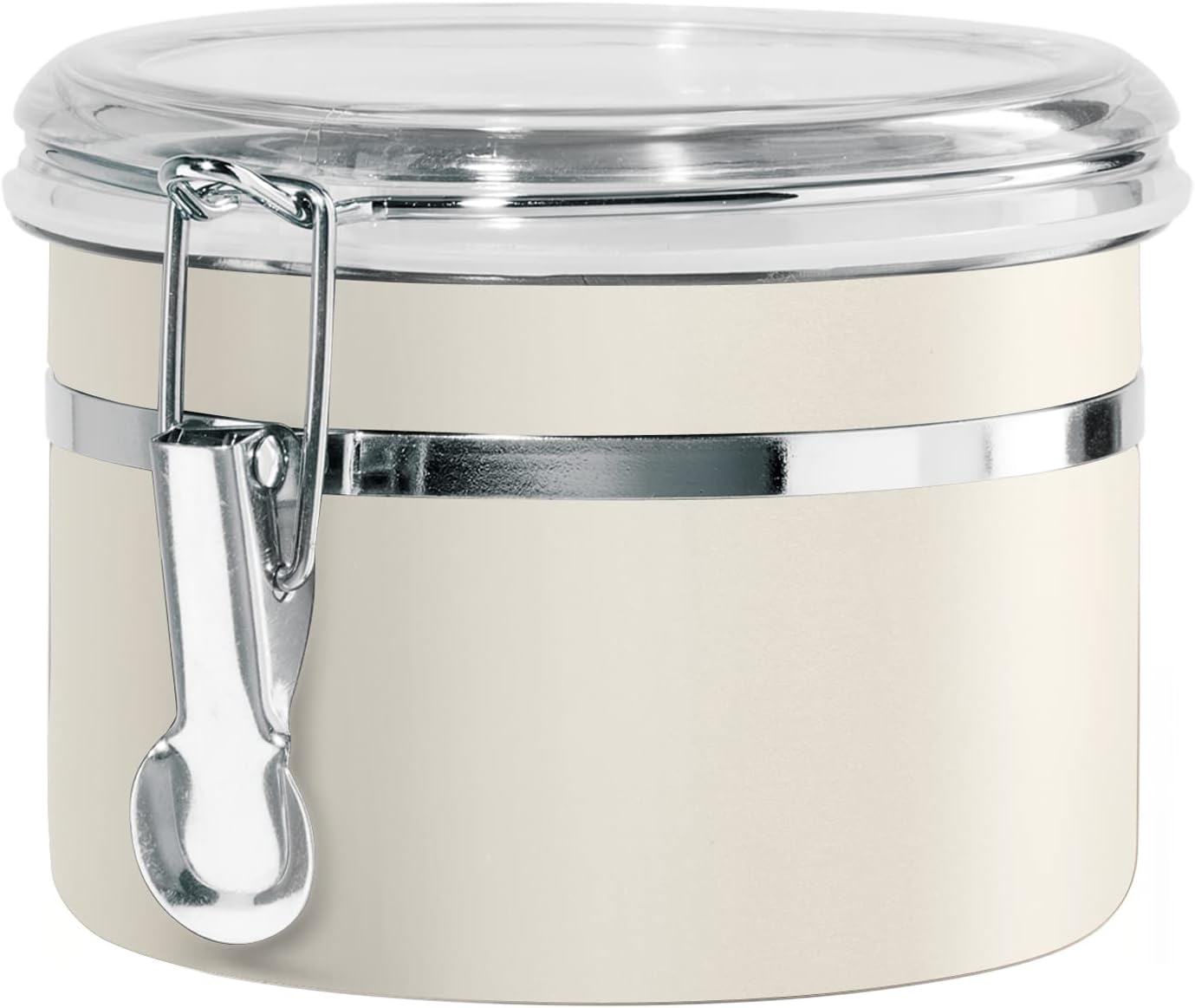 Oggi Stainless Steel Kitchen Canister 26 fl oz, Gray - Airtight Clamp Lid, Clear See-Thru Top