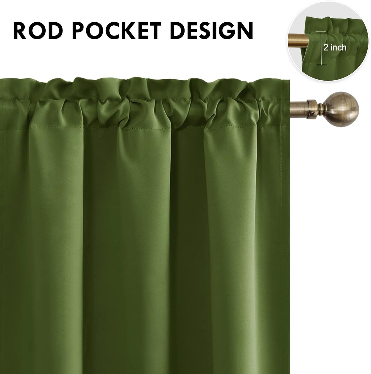 DWCN Blackout Curtains Room Darkening Thermal Insulated Bedroom Curtains Window Curtain Panels, 38