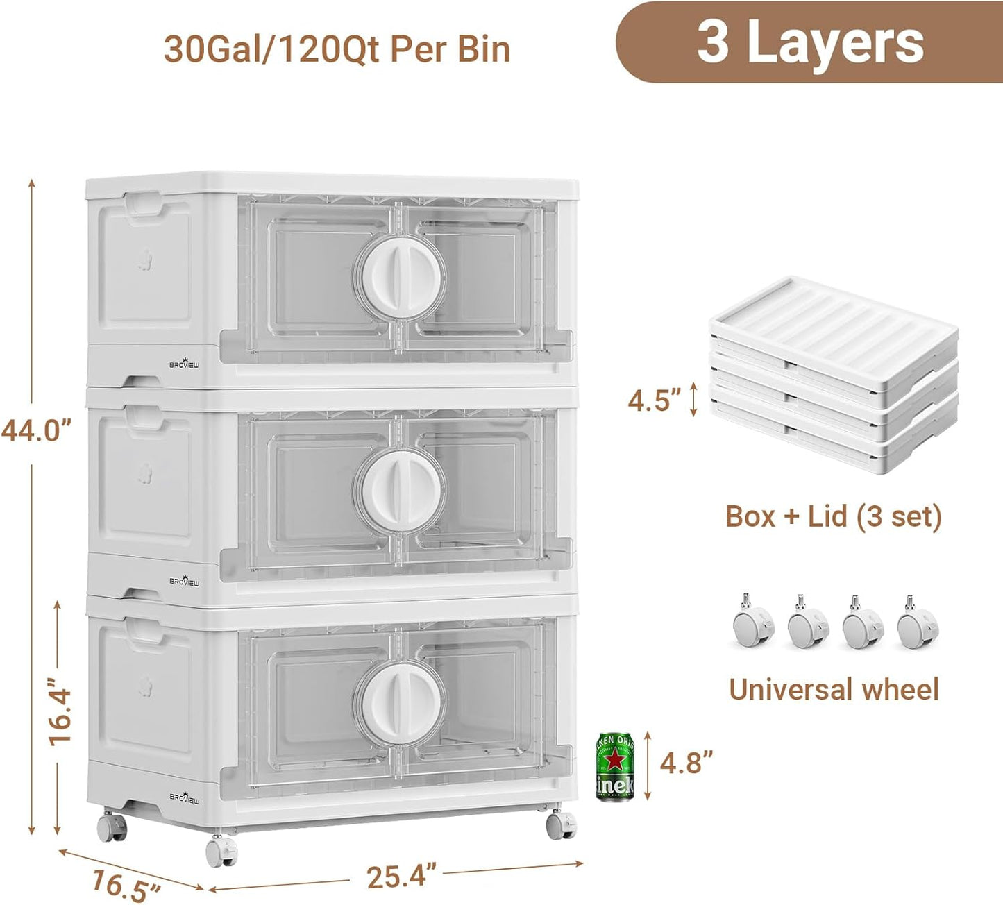 BROVIEW 360Qt Lockable Stackable Storage Bins with Lids, Closet Organizers and Storage Drawer