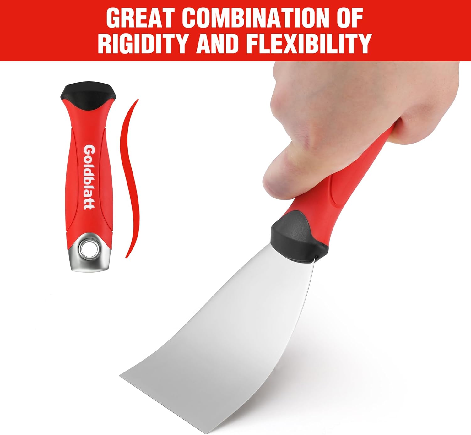 Goldblatt 3" Putty Knife, Stainless Steel Scraping Paint, Putty Knife Scraper with Hammer End, Soft