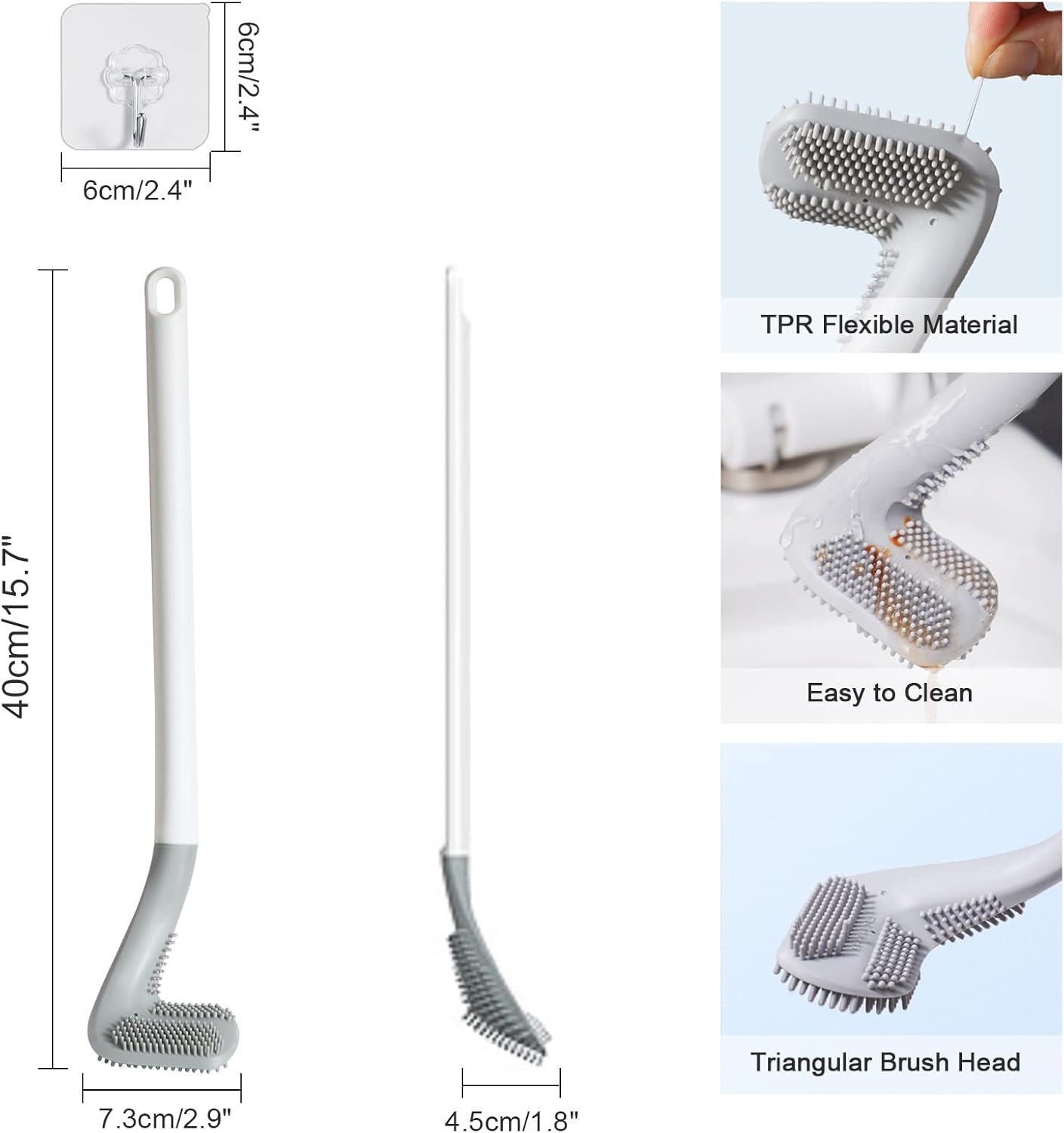 3 Pack Golf Toilet Brush, Flexible Long Handled Toilet Cleaning Brush, 360° No Dead Space Deep