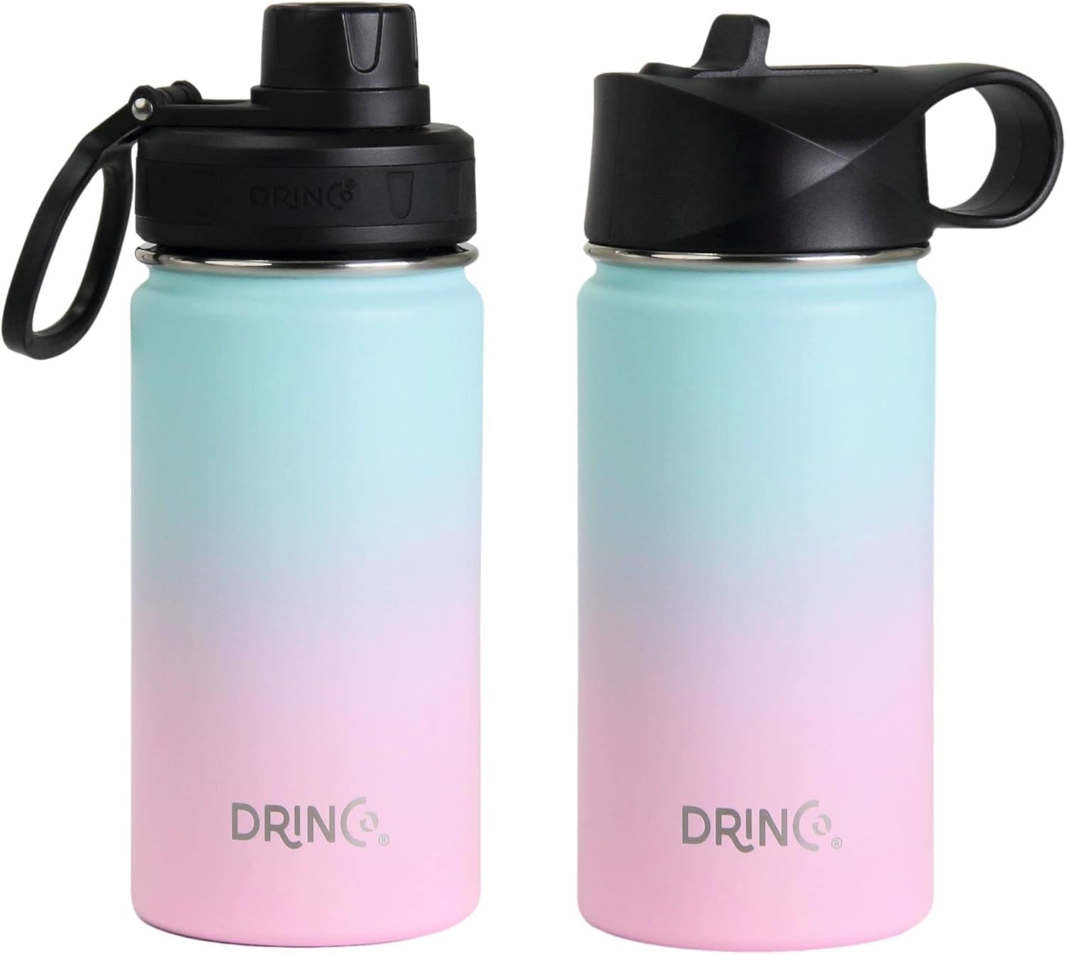 DRINCO Stainless Steel Water Bottle Spout Lid Vacuum Insulated Double Wall Water Bottle Wide Mouth