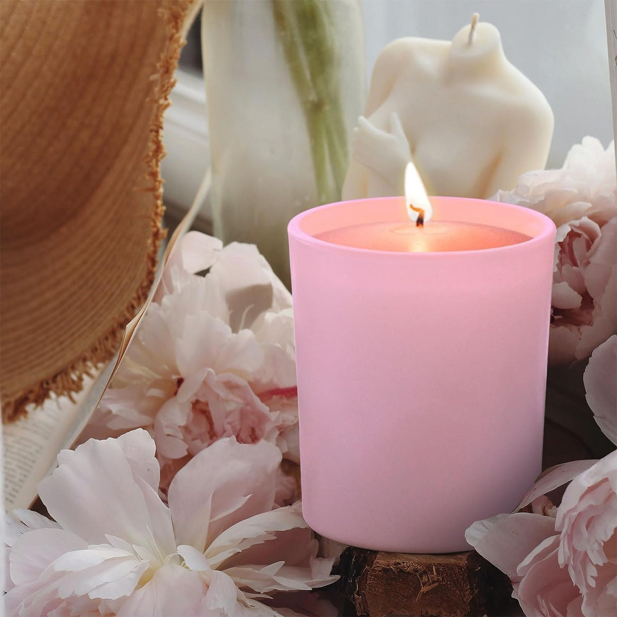 SHOWIN 14 OZ Thick Candle Jars for Making Candles 12 Pcs, 3 Wick Empty Jars with Wood Lids for