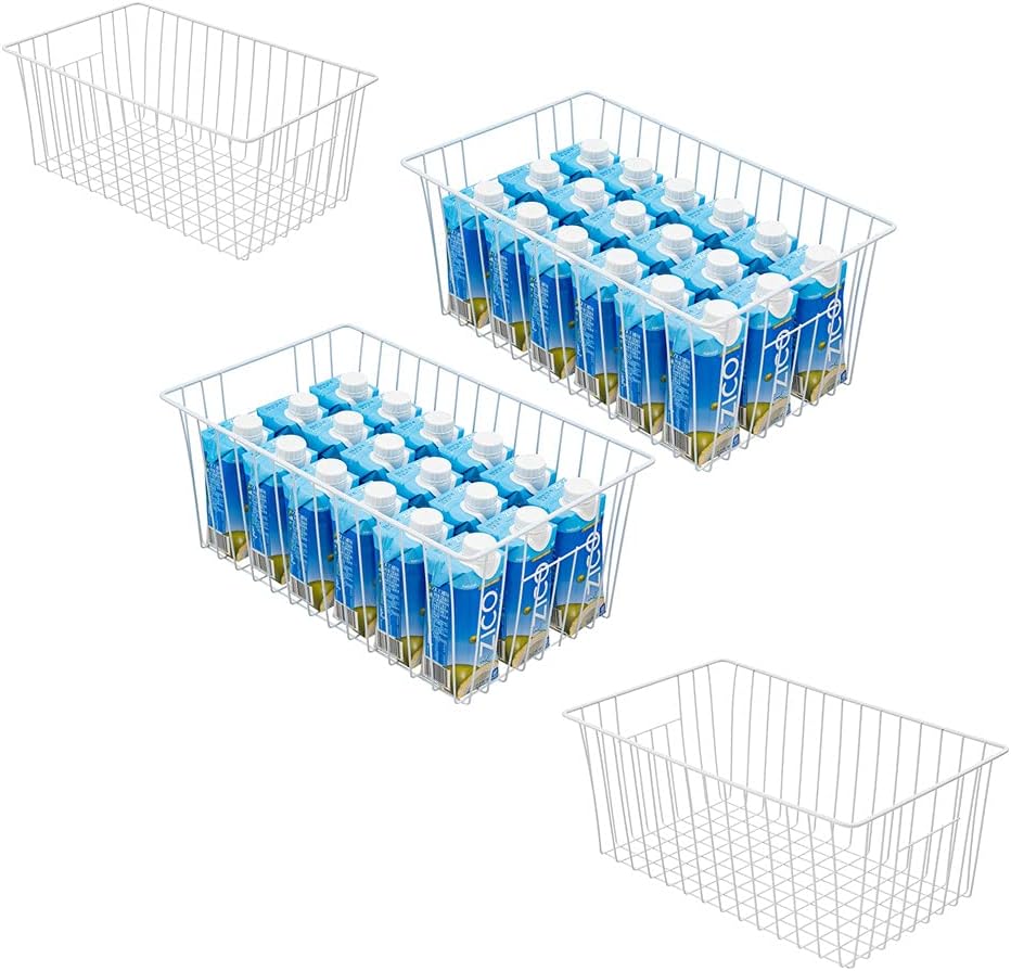 Large Wire Storage Baskets Freezer Organizer Baskets, Farmhouse Metal Wire Baskets Bins, Household