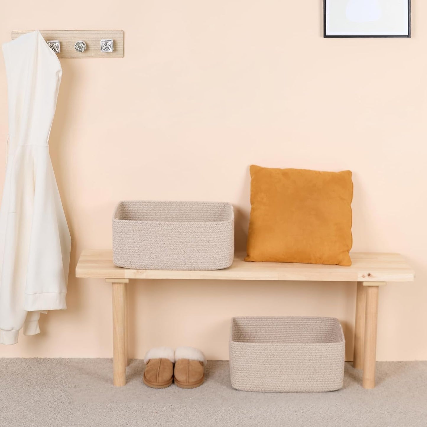 Large Storage Baskets for Organizing, Closet Shelf Baskets for Clothes Blanket Towels, Baby