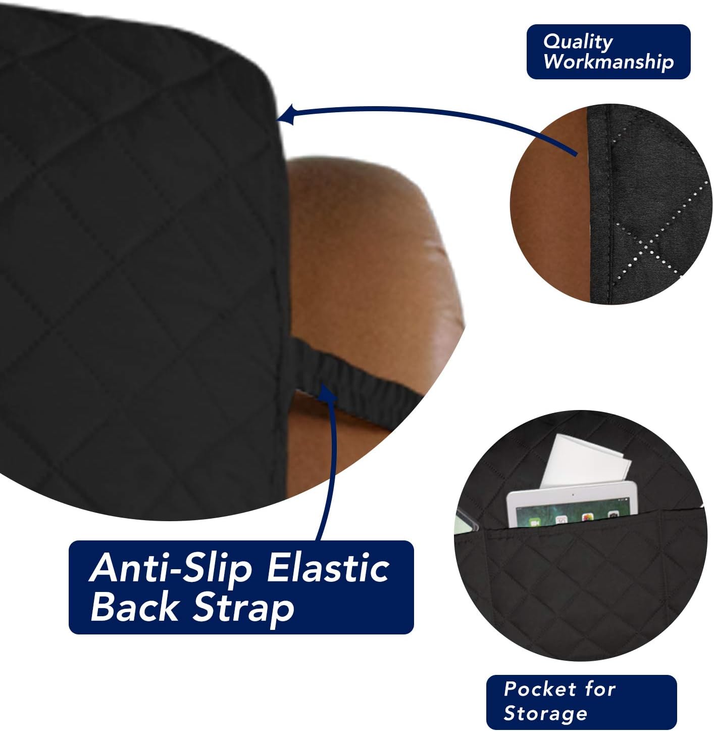 PureFit Reversible Quilted Oversized Recliner Sofa Cover, Water Resistant Furniture Protector