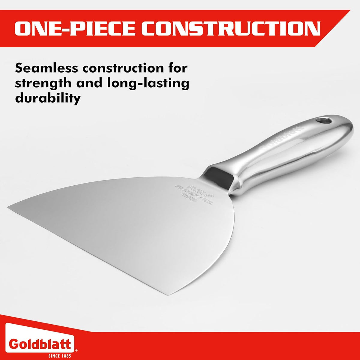 Goldblatt 6" Putty Knife, One-Piece Paint Scraper Tool, All Stainless Steel Joint Knife with
