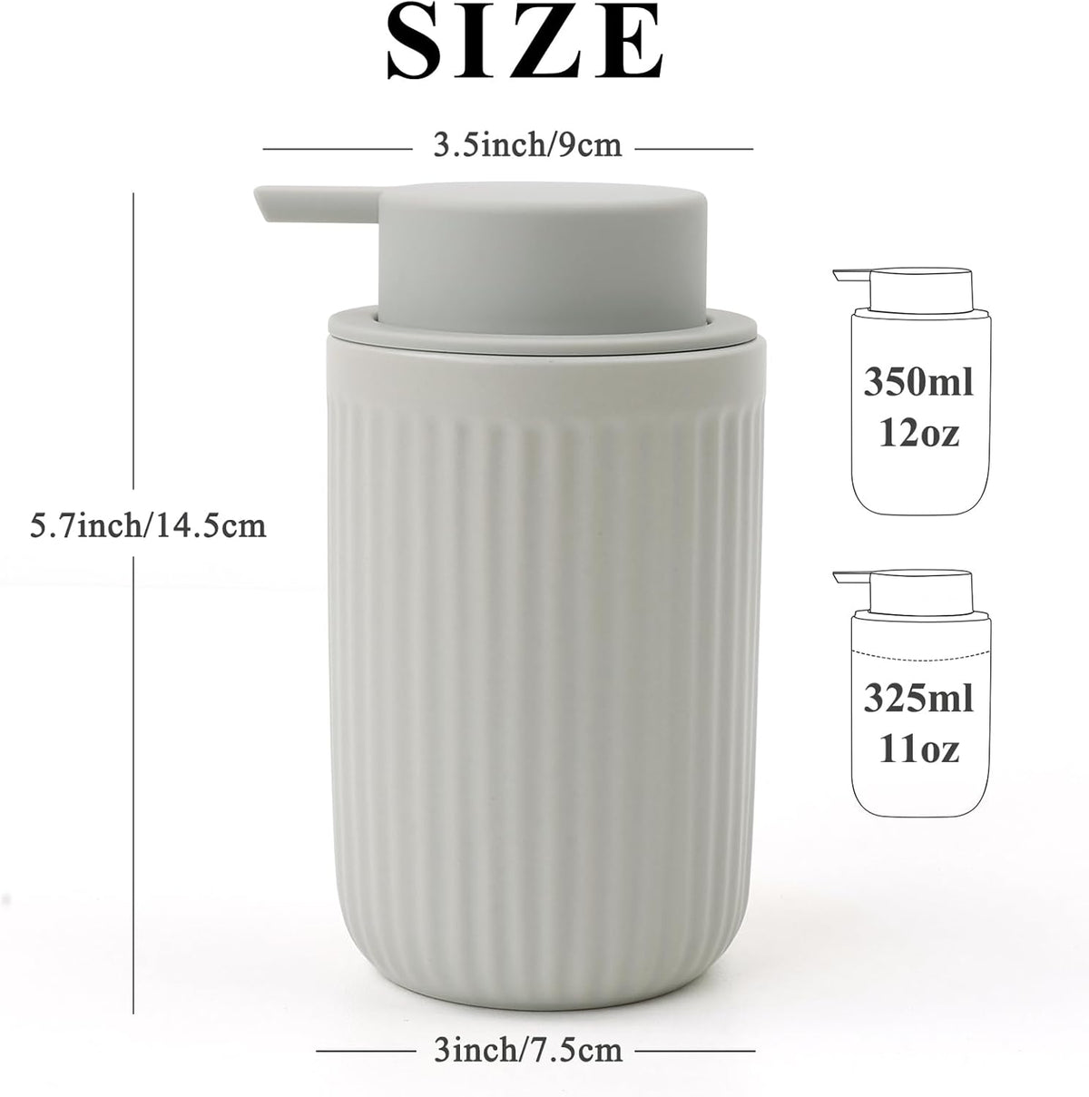 BosilunLife Dish Hand Soap Dispenser - Liquid Pump Soap Dispenser for Bathroom Decro 12oz Ceramic