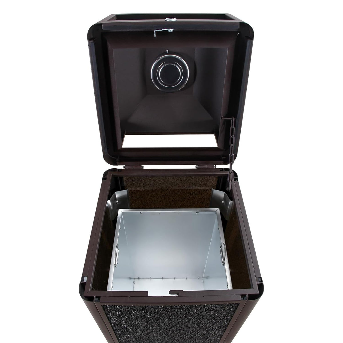 Square Waste Container with Dome Lid | Commercial Outdoor Garbage and Trash Container,Coffee 15