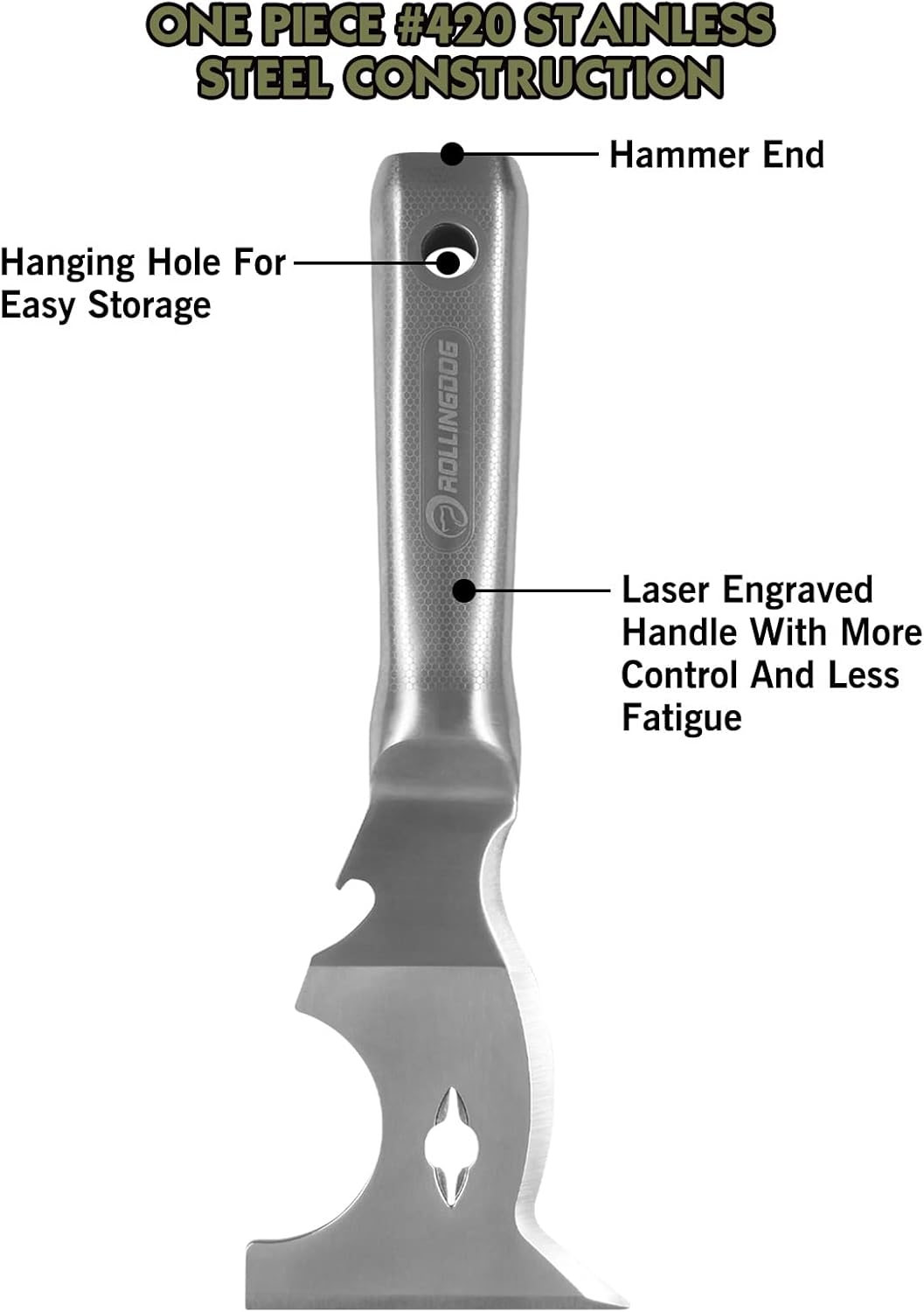 ROLLINGDOG 10 in 1 Painter's Tool - Stainless Steel Mirror Polished One Piece Blade And Laser