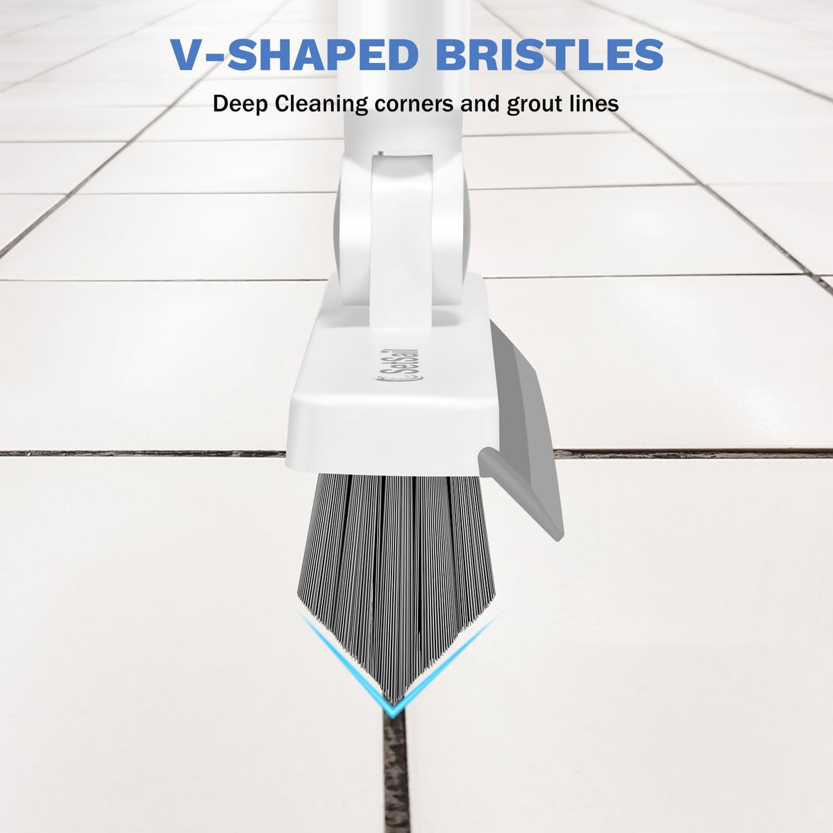 SetSail Grout Cleaner Brush with Long Handle, V-Shaped Floor Scrub Brush