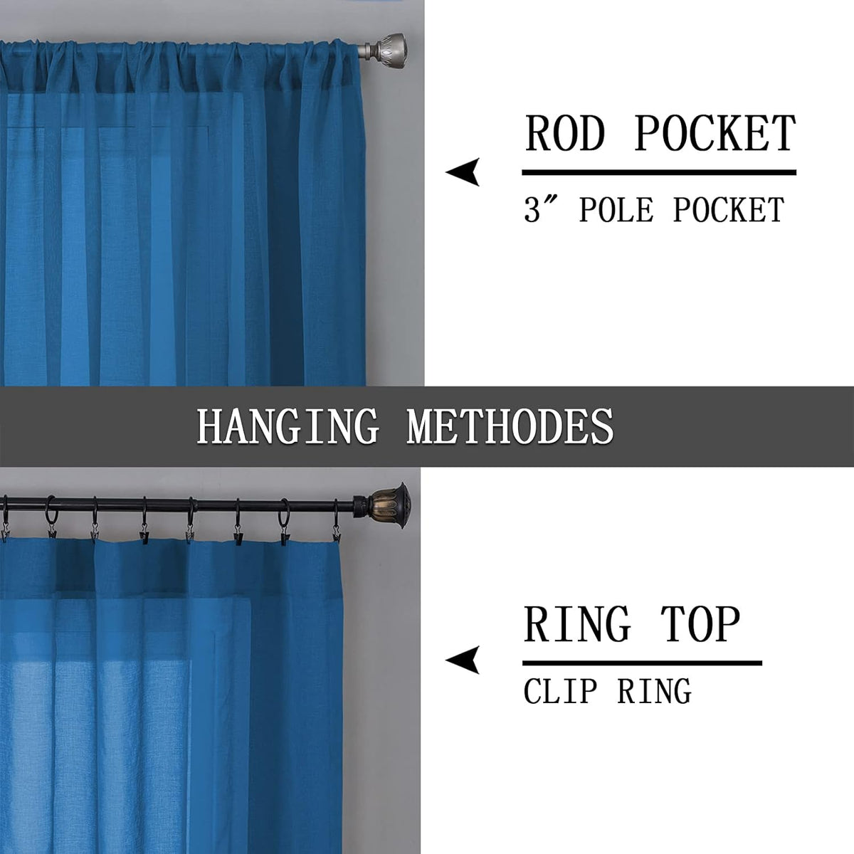 Tollpiz Sheer Curtains Bedroom Linen Textured Curtain Sheers Light Filtering Voile Rod Pocket