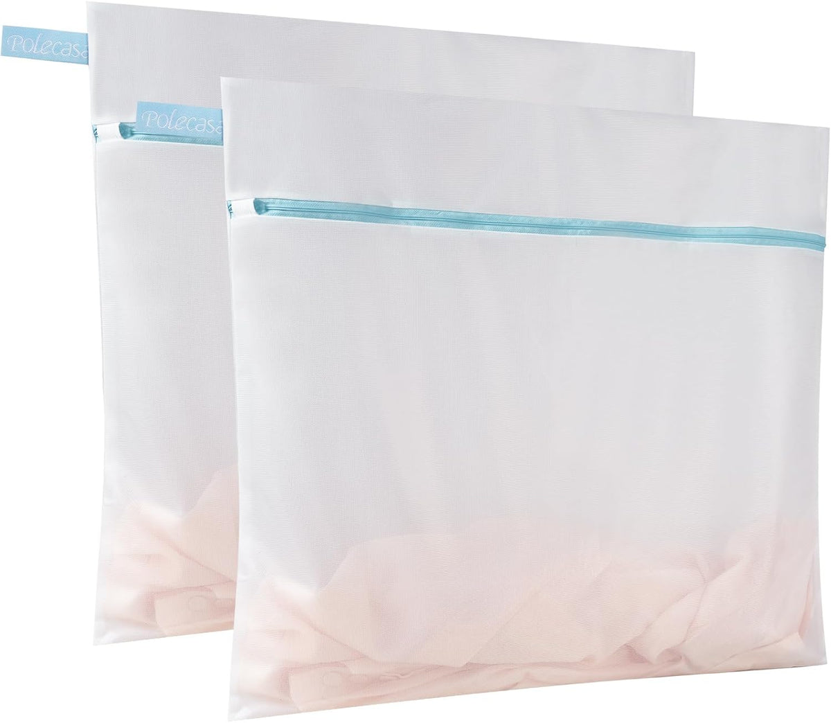 Polecasa 2Pcs 24 x 24 Inches Extra Durable Fine Mesh Laundry Bags with Sturdy Zipper for Delicates